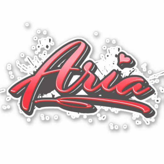 Aria red Heart Graffiti Aufkleber Sticker シール (正面)