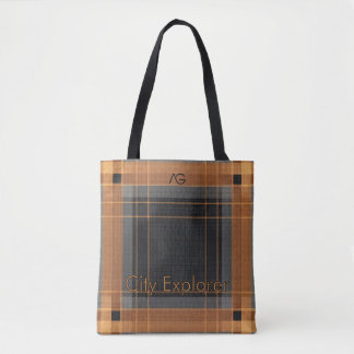 Aria Urban Copper Grid Plaid Pattern City Explorer トートバッグ