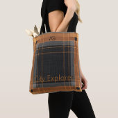 Aria Urban Copper Grid Plaid Pattern City Explorer トートバッグ (クローズアップ)