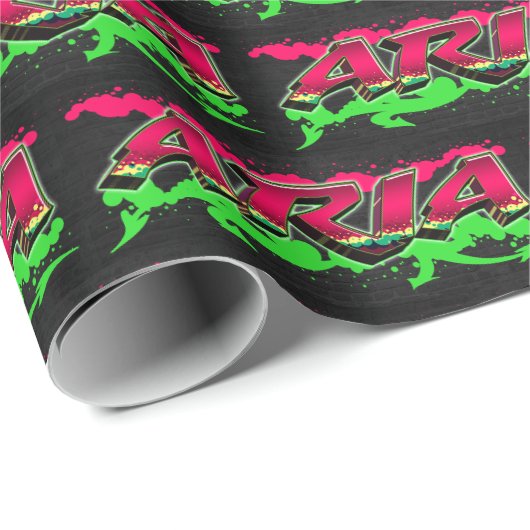 Aria Vorname Name Graffiti red green ラッピングペーパー (ロールコーナー)