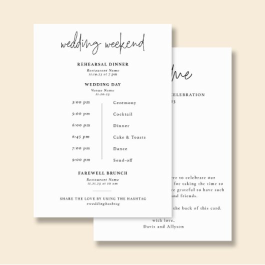 ARIA | Wedding Program Welcome Card 招待状