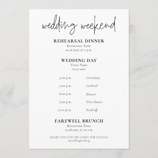 ARIA | Wedding Program Welcome Card 招待状 (裏面)