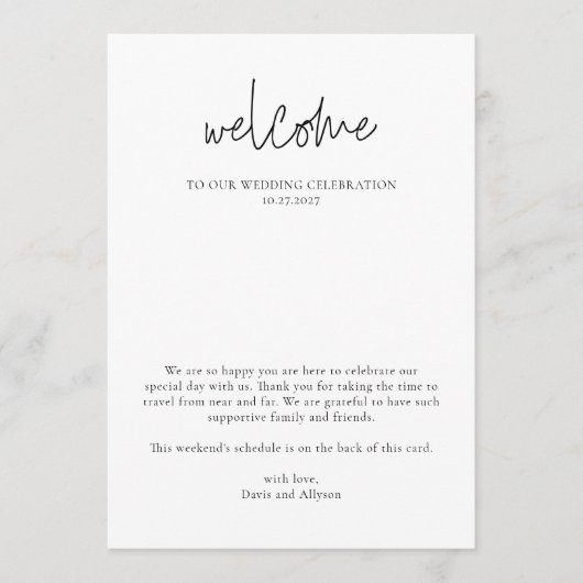 ARIA | Wedding Program Welcome Card 招待状 (正面)