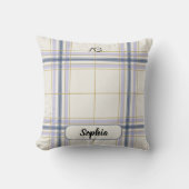 AriaGrace Ivory & Lavender Luxe Plaid Pattern Name クッション (正面)
