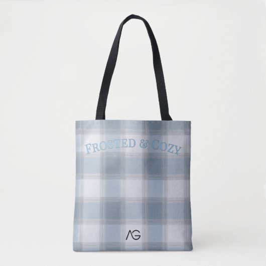 AriaGrace Silver Frost Winter Plaid Pattern Vol 20 トートバッグ (正面)