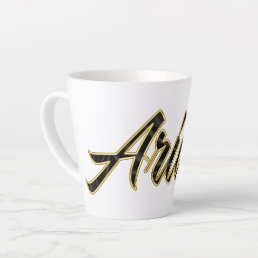 Ariane black gold Lettering Latte Tasse カフェラテマグ (左アングル)