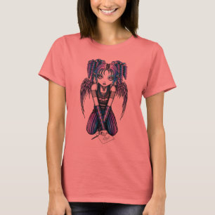 ArielピンクのEmoの天使の信号器の上 Tシャツ