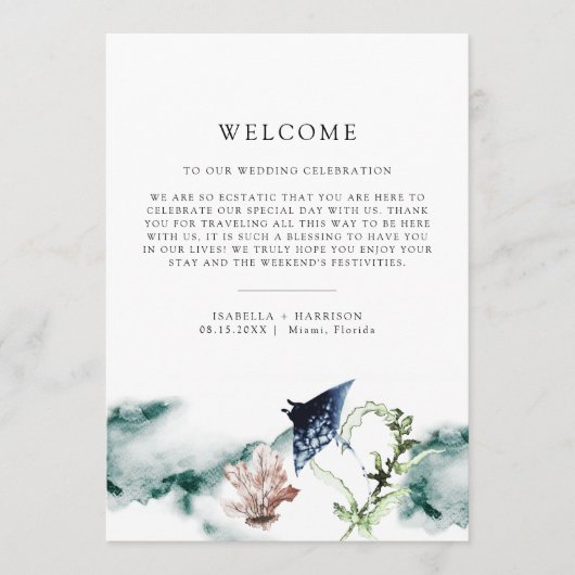 ARIEL熱帯ビーチウェルカムレターのタイムラインカード メニュー (正面)