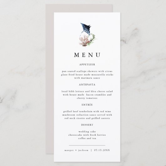 ARIEL熱帯海コーラルマンタレイビーチメニュー メニュー (正面/裏面)