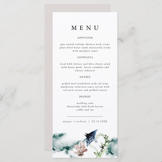 ARIEL熱帯海コーラルマンタレイビーチメニュー メニュー (正面/裏面)