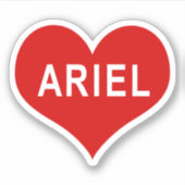 ARIEL 名前 赤いハート ビニールステッカー シール (正面)