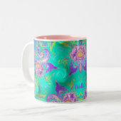 ARIELLA ～フラクタルグリーンピンクパープル～オリジナル ツートーンマグカップ (正面左)