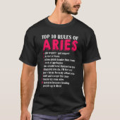 Ariesの規則の上位10の〔占星術の〕十二宮図記号 Tシャツ (正面)