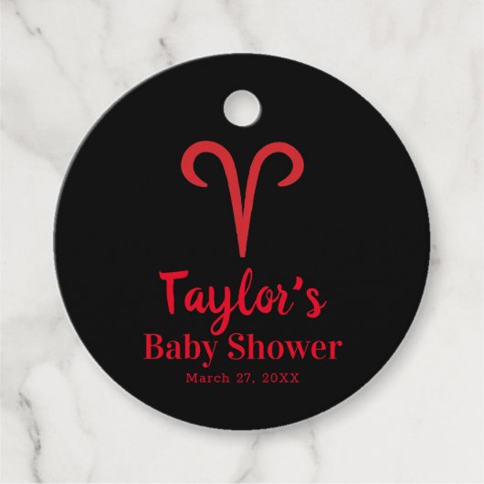 ARIESアラム赤星占い〔占星術の〕十二宮図ベビーシャワー フェイバータグ (正面)