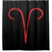 ARIESアリスラムレッドブラシファイアサインアストロロジー〔占星術の〕十二宮図 シャワーカーテン (正面)