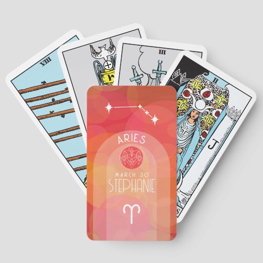 Ariesカスタム誕生日〔占星術の〕十二宮図 – フォトモダンデザイン トランプ (裏面)