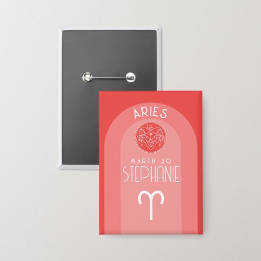 Ariesカスタム誕生日〔占星術の〕十二宮図 – フォトモダンデザイン 缶バッジ (正面/裏面)