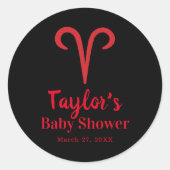 ARIESラム赤星占い〔占星術の〕十二宮図サインベビーシャワー ラウンドシール (正面)