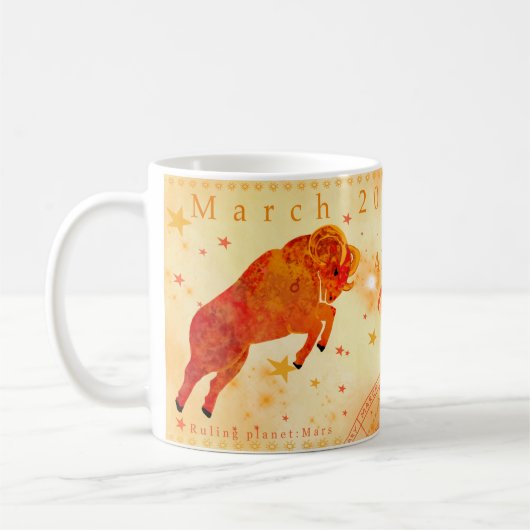 Ariesヴィンテージ〔占星術の〕十二宮図 コーヒーマグカップ (左)