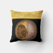 Aries占星術と金ゴールドフォイルのテクスチャと黒 クッション (裏面)