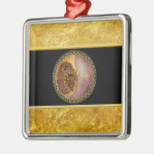 Aries占星術と金ゴールドフォイルのテクスチャと黒 メタルオーナメント (左)