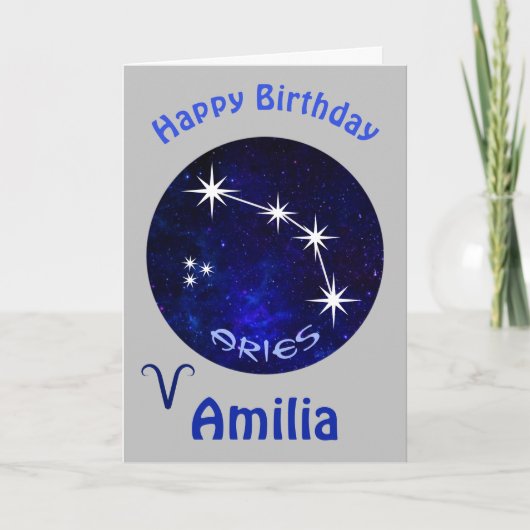 Aries占星術カード、誕生日カード カード (正面)