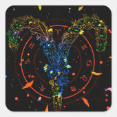 Aries記号占星術のデザイン スクエアシール (正面)