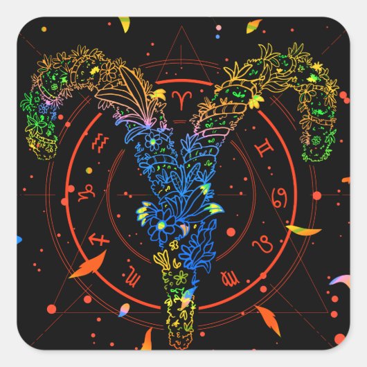 Aries記号占星術のデザイン スクエアシール (正面)