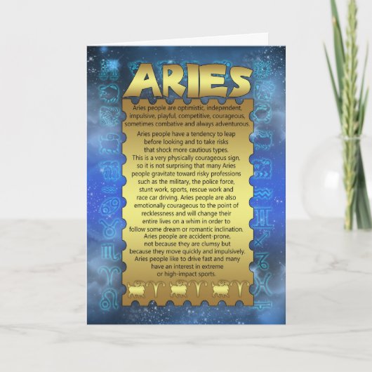 Aries誕生日カード – 〔占星術の〕十二宮図誕生日カード – Aries カード (正面)
