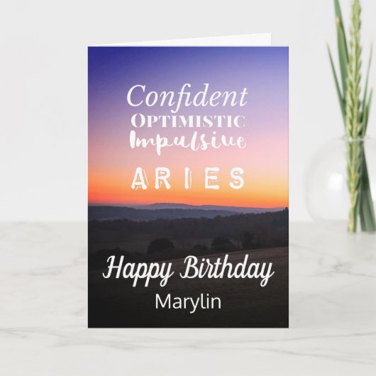 Aries〔占星術の〕十二宮図おもしろい特性誕生日 カード (正面)