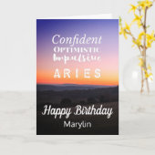 Aries〔占星術の〕十二宮図おもしろい特性誕生日 カード (黄色い花)