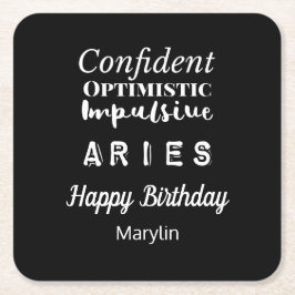 Aries〔占星術の〕十二宮図おもしろい特性誕生日 スクエアペーパーコースター