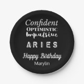 Aries〔占星術の〕十二宮図おもしろい特性誕生日 ペーパープレート (正面)
