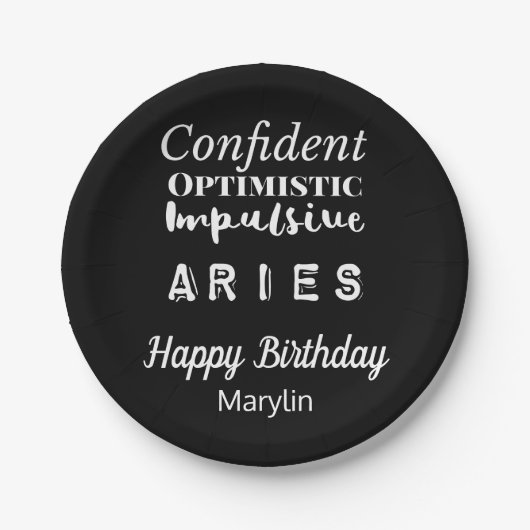 Aries〔占星術の〕十二宮図おもしろい特性誕生日 ペーパープレート (正面)