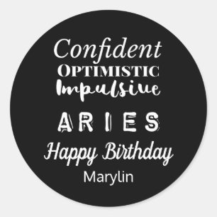 Aries〔占星術の〕十二宮図おもしろい特性誕生日 ラウンドシール