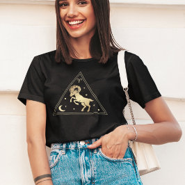 Aries〔占星術の〕十二宮図サインファイアエレメント金ゴールド Tシャツ