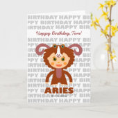 Aries〔占星術の〕十二宮図サイン誕生日カード カード (黄色い花)