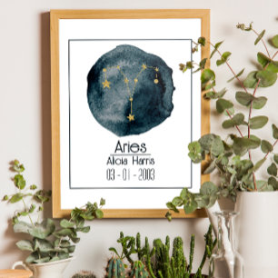 Aries〔占星術の〕十二宮図サイン：名前をカスタムする&誕生日 ポスター
