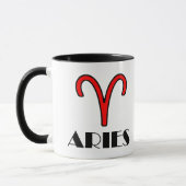 Aries〔占星術の〕十二宮図シンボル11 oz. comデザイナーマグin Red マグカップ (左)