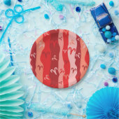 Aries〔占星術の〕十二宮図ストライプ ペーパープレート (パーティー)