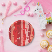 Aries〔占星術の〕十二宮図ストライプ ペーパープレート (パーティー)