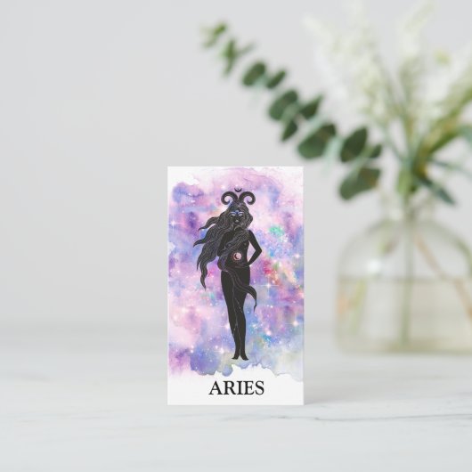 *~* ARIES〔占星術の〕十二宮図占星術の読み取り 名刺 (スタンド正面)