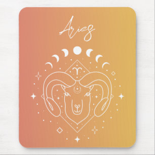 Aries〔占星術の〕十二宮図占星術星記号グラデーション マウスパッド