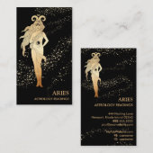 *~* ARIES〔占星術の〕十二宮図星座の読金ゴールドと黒 名刺 (正面/裏面)