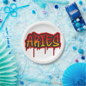 ARIES〔占星術の〕十二宮図火災サイン赤ベビーシャワー ペーパープレート (パーティー)