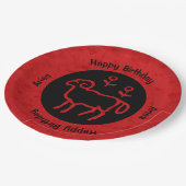 Aries〔占星術の〕十二宮図符号と名前Red ペーパープレート (アングル)