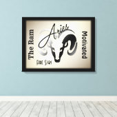 Aries〔占星術の〕十二宮図記号とシンボル枠 キャンバスプリント (インサイチュ (ウッドフロア))