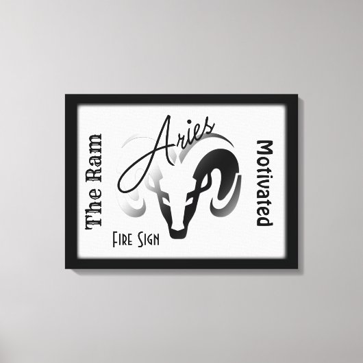 Aries〔占星術の〕十二宮図記号とシンボル枠 キャンバスプリント (正面)