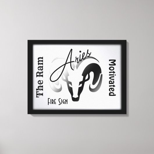 Aries〔占星術の〕十二宮図記号とシンボル枠 キャンバスプリント (正面)