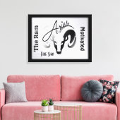 Aries〔占星術の〕十二宮図記号とシンボル枠 キャンバスプリント (インサイチュ (リビング))